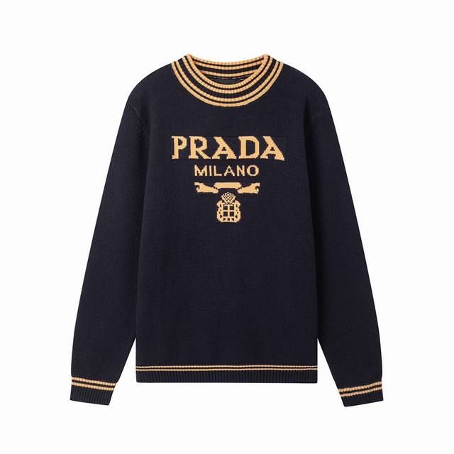 Prada 普拉达24Ss撞色针织长袖官网同步