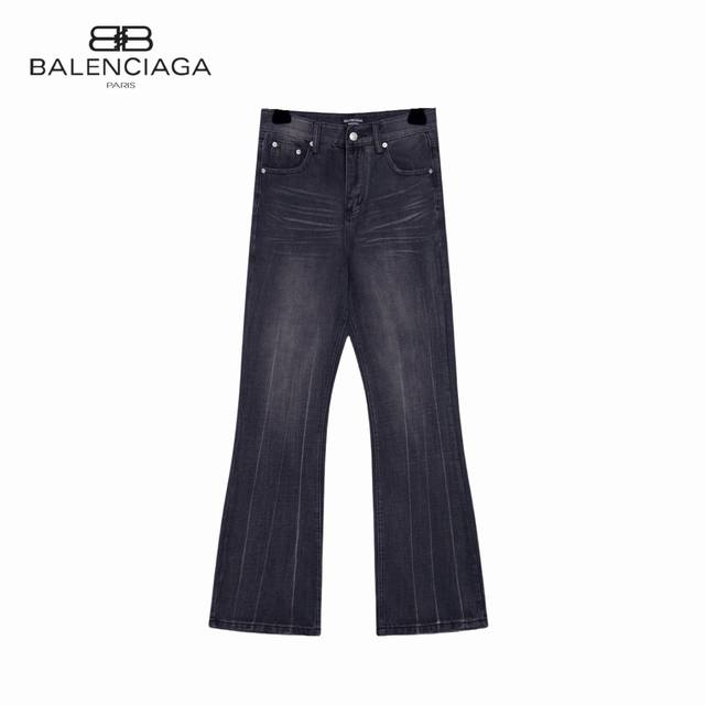 顶级 款号：Bl056 上新 Balenciaga｜巴黎世家 24Fw 三线纹路水洗黑做旧微喇牛仔裤- 今年为止做的最牛逼的牛仔裤，重度水洗工艺，暗藏玄机的细节