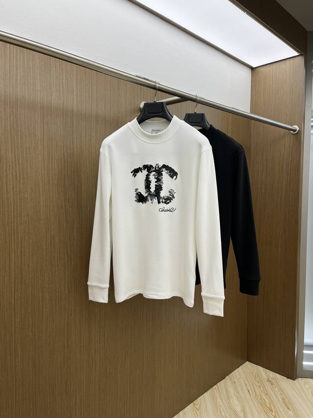 Chanel 独家定制 24Ss秋冬最新款打底长袖t恤 原版定制进口双面水溶棉面料 Td手感舒适 立体刺绣工艺 时尚经典百搭 颜色：黑 白 码数：M-3Xl