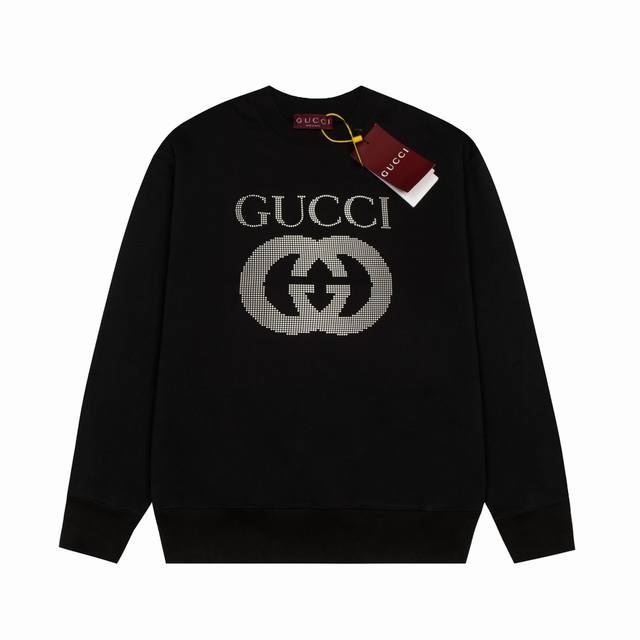 高品质 Gucci 古驰 明星同款 滴胶字母圆领卫衣 采用滴胶印花工艺 区别于普通的印花图工艺 定织纯棉面料，舒适透气不易变形。三标齐全，宽松版型，男女同款 码