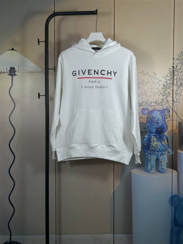 Givenchy纪梵希 2025秋冬季经典印花连帽卫衣长袖采用400G双股大卫衣，460克螺纹百洗不变型，高版本，三标齐全！男女同款 颜色：白色 黑色 -尺码：