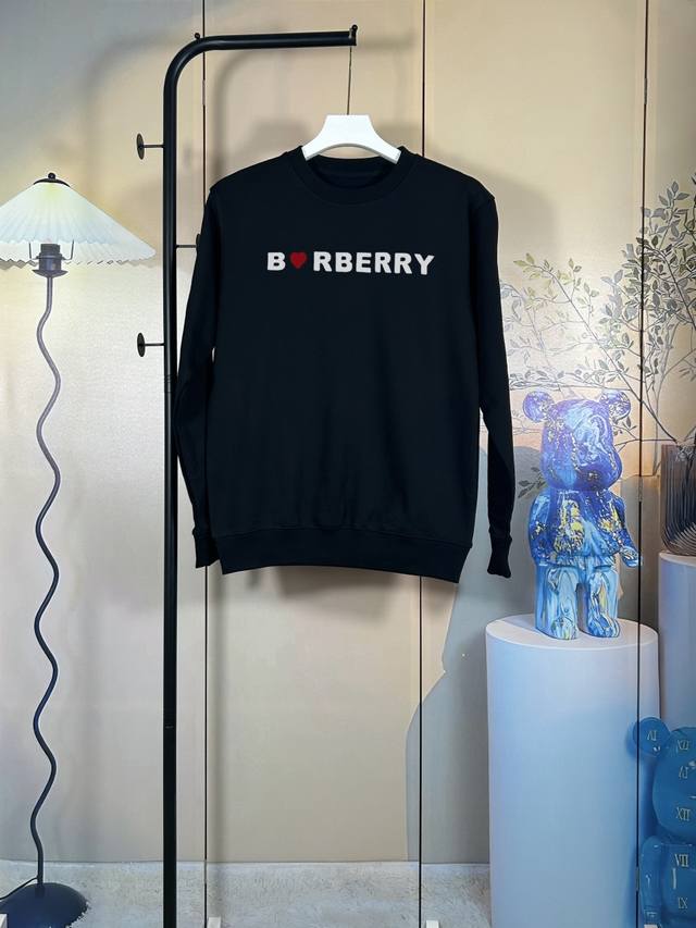 Burberry巴宝莉 2025秋冬季经典印花圆领卫衣长袖采用400G双股大卫衣，460克螺纹百洗不变型，高版本，三标齐全！男女同款 颜色：杏色 黑色 -尺码：