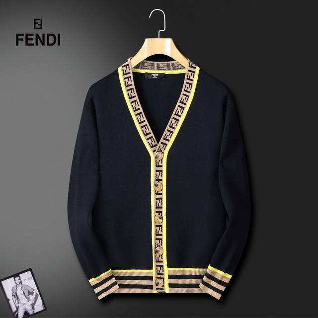 Fendi 芬迪 2024新款时尚开衫毛衣 高版本高版本 羊毛混纺材质，亲肤不扎身，不起球、 手感很柔软、超级舒服 时尚又个性 超级百搭好看的v领毛衣 男女都非