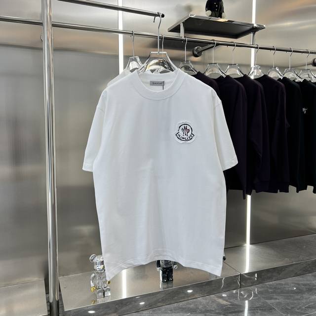 Moncler 蒙口 2024秋冬新款320克短袖t恤 激光烧花贴布绣拉浆印花 金属点缀男女同款 S M L Xl Xxl 五个码 黑色 白色