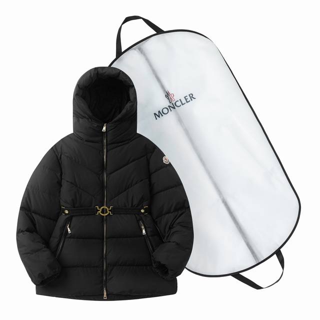 配防尘袋 Moncler 蒙口2024新品上架连帽腰带羽绒服 定制yb进口防风防水尼龙材质白鹅绒填充内里整件轻盈保暖采用长方条状和v形两种压纹绗缝时髦高级廓形饱