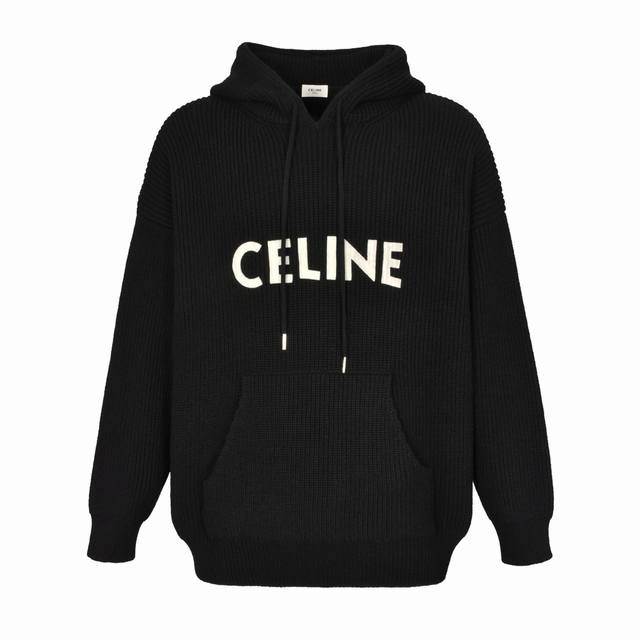 隔天到货 官网1:1原单品质 Celine 22Fw 贴布连帽毛衣 黑色 原12,500购入，面料采用最接近原版的75羊毛25安哥拉兔毛，采用定制膨体混纺羊毛绒