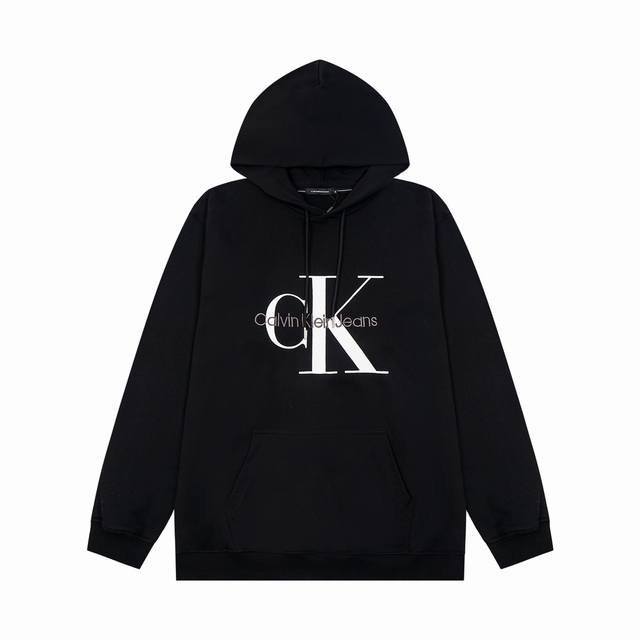 款号#Ck08 2024秋冬calvin Klein Ck秋季新款男女胸前字母印花连帽长袖卫衣 保暖加绒 颜色：黑色 白色 尺码：S- Xl