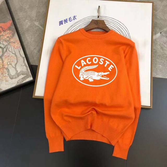 直 Lacoste 鳄鱼 秋冬经典圆领套头羊毛衫，全品相！！！羊毛混纺面料，2024最新款 黄金比例！！修身款软黄金 百搭实用型的单品，搭配及实用性强大到天际，