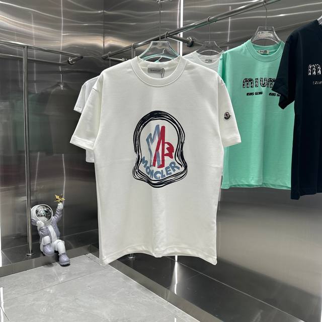 Moncler 蒙口 2024秋冬新款310克短袖t恤 个性印花 男女同款 S M L Xl Xxl 五个码 黑色 白色