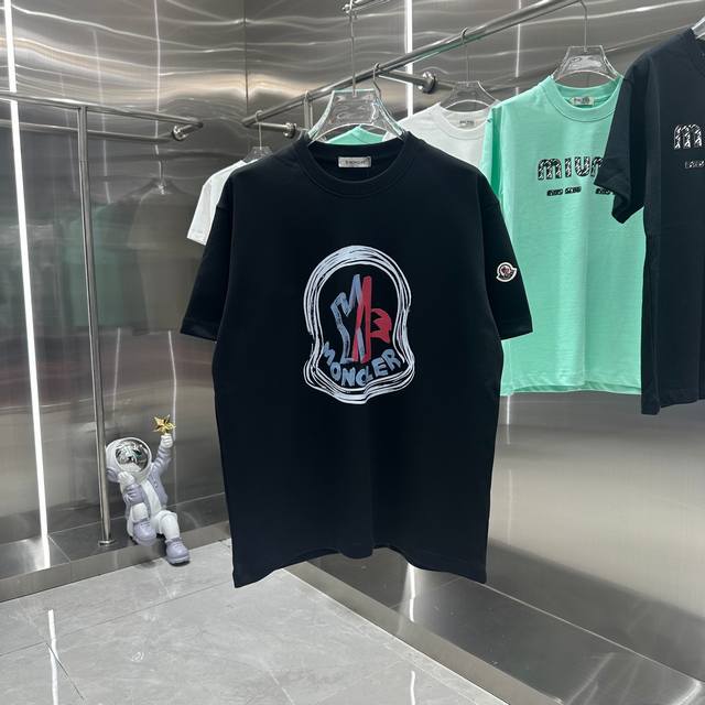 Moncler 蒙口 2024秋冬新款310克短袖t恤 个性印花 男女同款 S M L Xl Xxl 五个码 黑色 白色