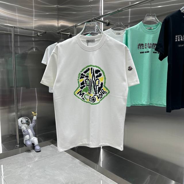 Moncler 蒙口 2024秋冬新款310克短袖t恤 个性印花 男女同款 S M L Xl Xxl 五个码 黑色 白色