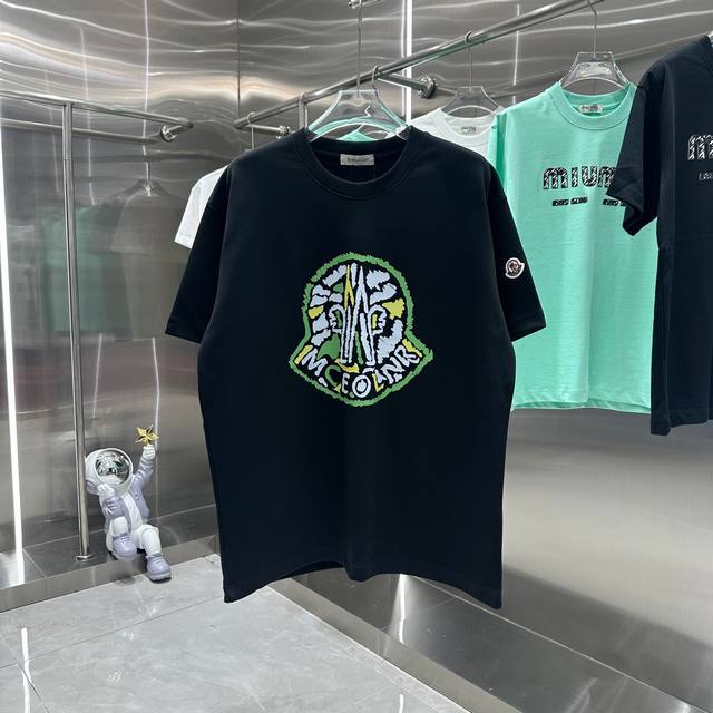 Moncler 蒙口 2024秋冬新款310克短袖t恤 个性印花 男女同款 S M L Xl Xxl 五个码 黑色 白色