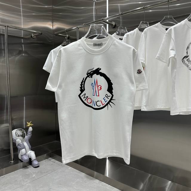 Moncler 蒙口 2024秋冬新款310克短袖t恤 个性印花 男女同款 S M L Xl Xxl 五个码 黑色 白色