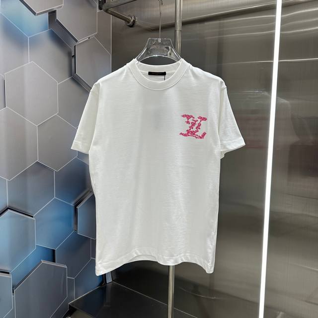 Lv 2024秋冬新款320克短袖t恤 个性印花 男女同款宽松版 S M L Xl Xxl 五个码 黑色 白色 咖色