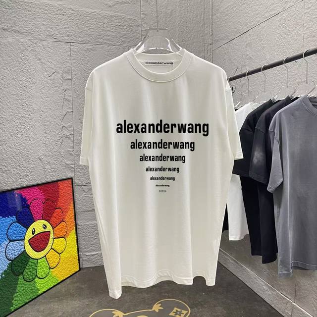 亚历山大王*Alexanderwang 2025春夏季新款 字母logo印花 定制面料300G 短袖t恤 男女同款 尺码：S M L Xl Xxl 五个码 颜色