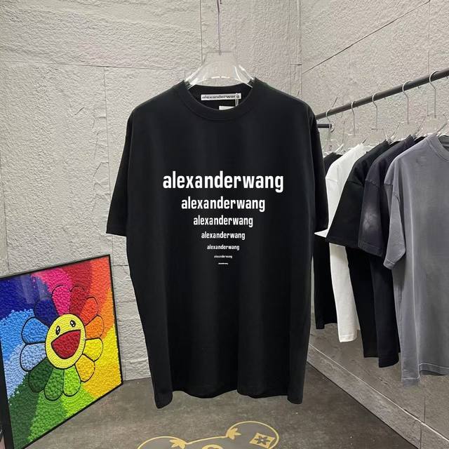 亚历山大王*Alexanderwang 2025春夏季新款 字母logo印花 定制面料300G 短袖t恤 男女同款 尺码：S M L Xl Xxl 五个码 颜色