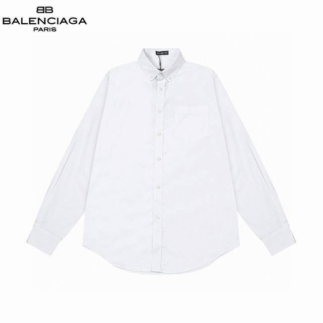 Balenciaga 巴黎 爆款来袭 经典后背可乐模糊logo长袖宽松版型衬衫 2024Ss官网新款长袖 衬衫 衬衣，精美直喷logo 高端版本，专柜定制面料