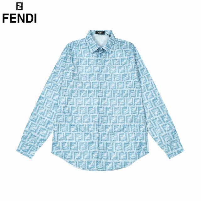 Fendi 芬迪 爆款来袭 经典满印双f数码logo长袖衬衫 2024Ss官网新款长袖 衬衫 衬衣，精美数码印花 高端版本，专柜定制面料 透气舒适度高，精工制作