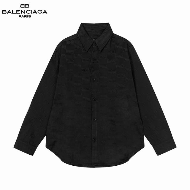 Balenciaga 巴黎世家 24Fw 满身暗纹提花长袖衬衫牛仔外套夹克 洗水流须工艺 暗纹双b锁logo字母 更加了视觉冲击感宽松的os版型，男女同款尺码：