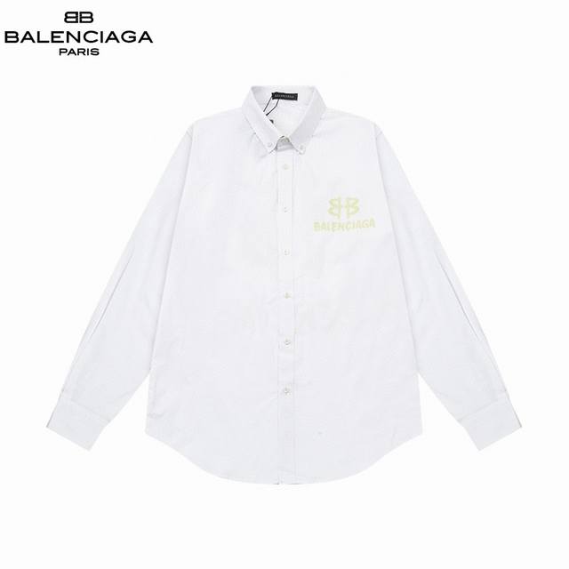 Balenciaga 巴黎 爆款来袭 艺术气息 双b字母吸收阳光紫外线变色logo印花长袖宽松版型衬衫 2024Ss官网新款长袖 衬衫 衬衣，精美手绘logo