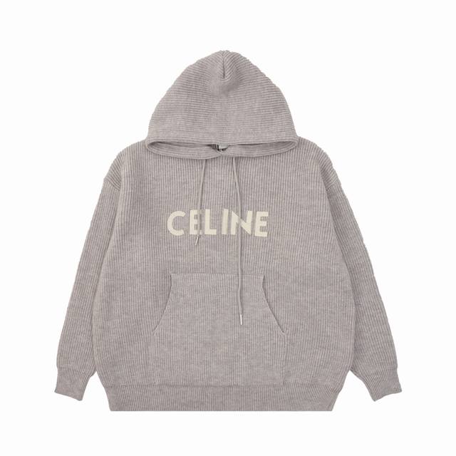 Celine 赛琳 字母贴布针织连帽毛衣 Size：S-L