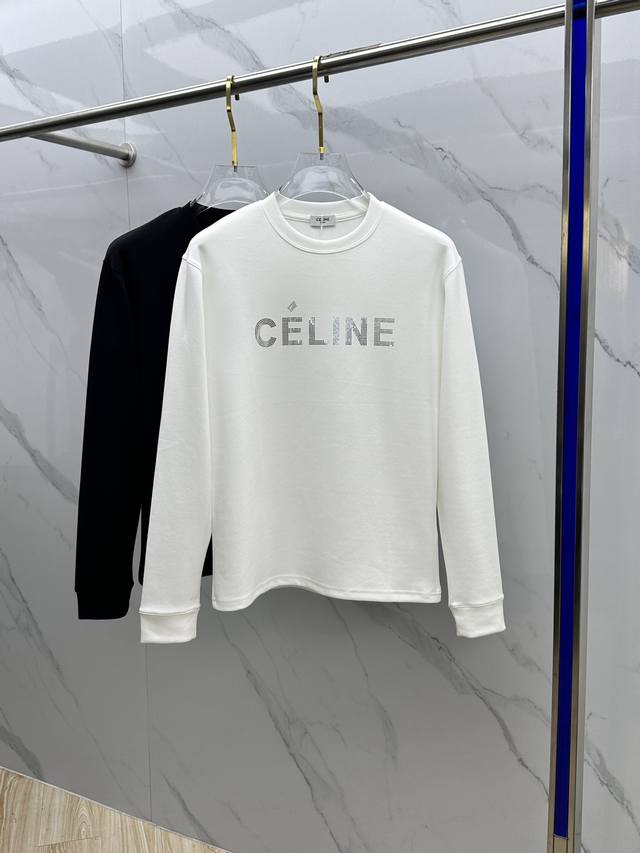 Celine 24Ss秋冬新款长袖打底长t，顶级图案logo，帅气时尚，简约百搭款。面料棉 不仅挺括，保持潮流的廓形，又穿着舒适，纱织更细腻 Gao码数：M-X