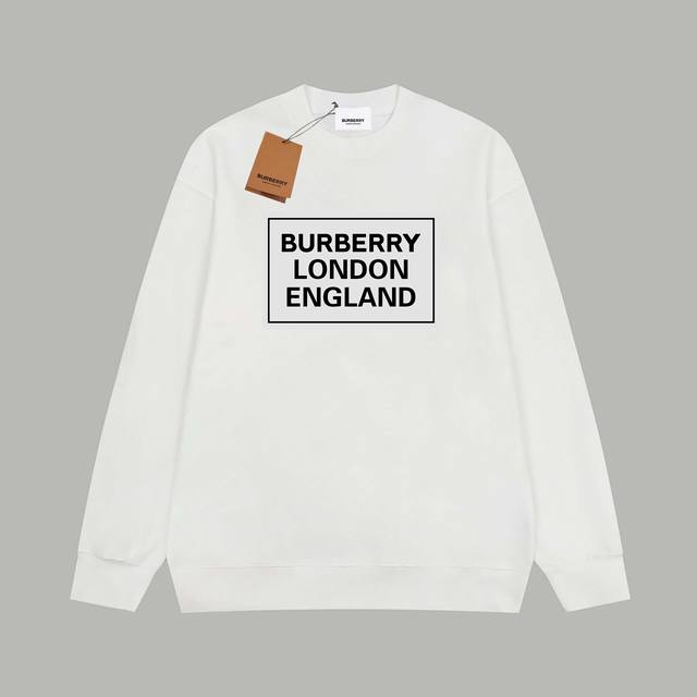 Burberry 博柏利 官网同款方框字母图案 印花毛圈长袖卫衣 - 420G重磅毛圈版本 百分百纯棉独家出货 定染硫化黑无尘处理面料 -面料：420G百分百纯