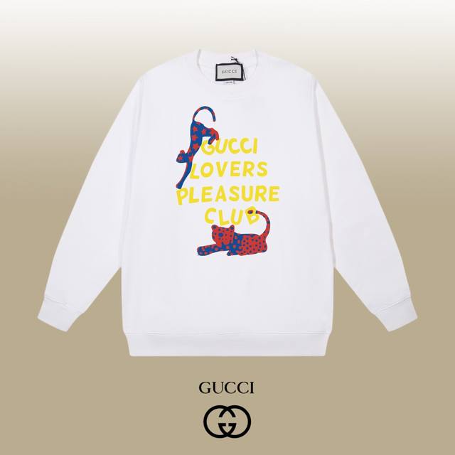 Gucci 古驰 24Ss 经典圆领卫衣 1:1对版定制面料420克大毛圈高克重百分百纯棉 双针车线跨缝工艺 配套同缸1X1紧密高克重螺纹 螺纹有宽度 男女同款