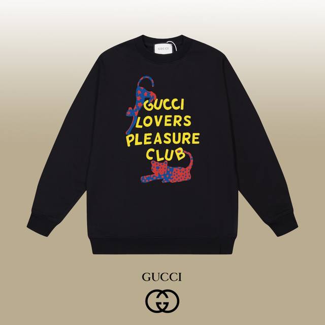 Gucci 古驰 24Ss 经典圆领卫衣 1:1对版定制面料420克大毛圈高克重百分百纯棉 双针车线跨缝工艺 配套同缸1X1紧密高克重螺纹 螺纹有宽度 男女同款