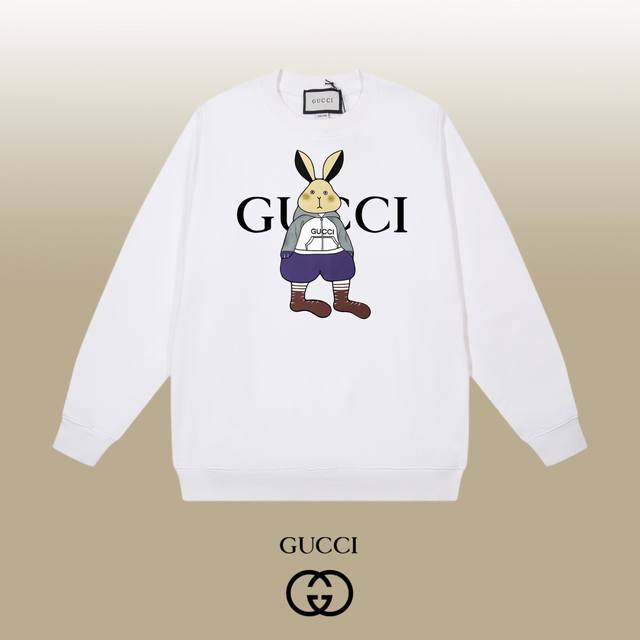 Gucci 古驰 24Ss 经典圆领卫衣 1:1对版定制面料420克大毛圈高克重百分百纯棉 双针车线跨缝工艺 配套同缸1X1紧密高克重螺纹 螺纹有宽度 男女同款