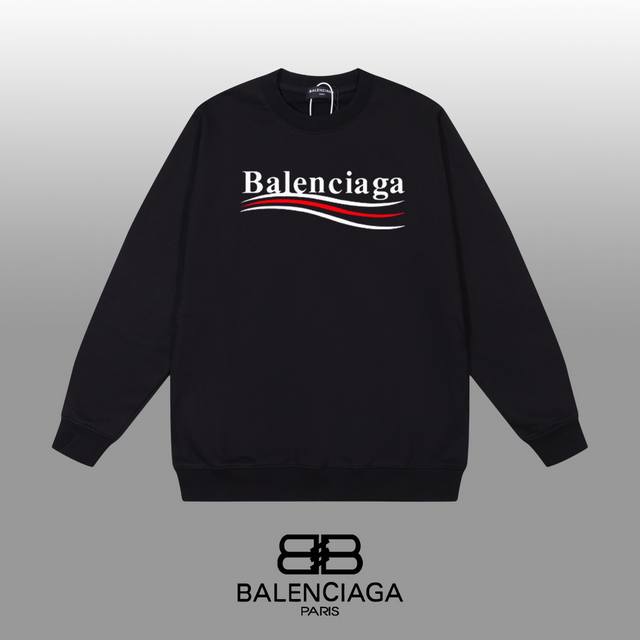 Balenciaga 巴黎世家 24Ss 经典圆领卫衣 1:1对版定制面料420克大毛圈高克重百分百纯棉 双针车线跨缝工艺 配套同缸1X1紧密高克重螺纹 螺纹有