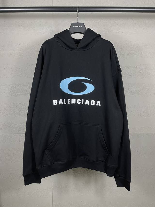 实拍图 顶级版本.官网品质 Balenci*Ga 巴黎.Ss24最新款，Loop Sports Icon印花连帽卫衣.砖柜同步.第一时间正品研制，欢印对比！面料